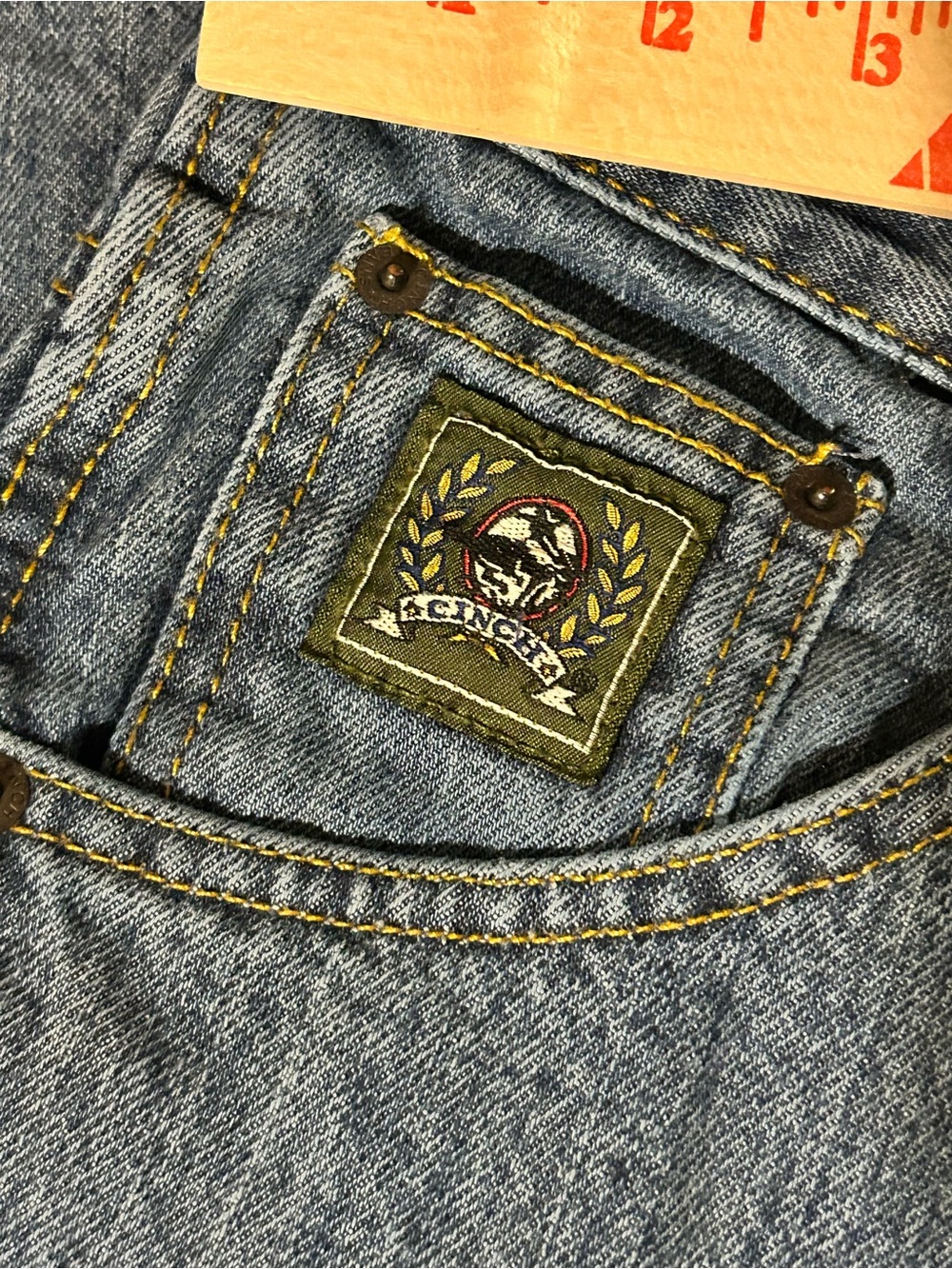 Cinch Light Blue Denim Jeans with Olive Logo Patch